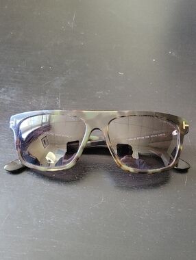 Tom Ford Men's Tortoiseshell Green-Blend Rectangle Sunglasses